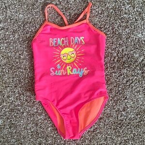 wonder nation Hot Pink One-Piece Swimsuit with Orange Trim